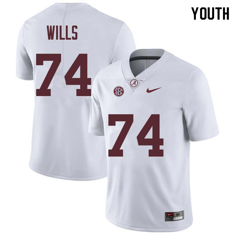Youth #74 Jedrick Wills Alabama Crimson Tide College Football Jerseys Sale-White